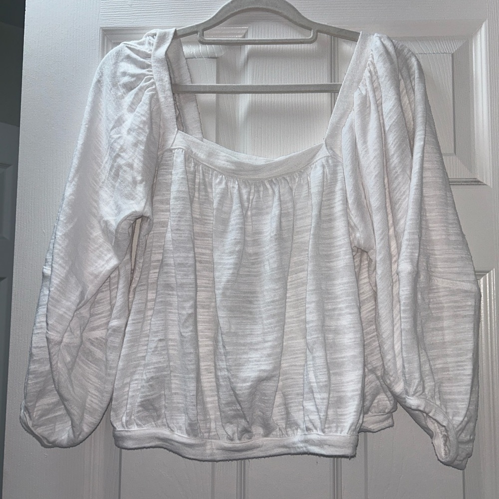 Free People white Blouse with Puff Sleeves